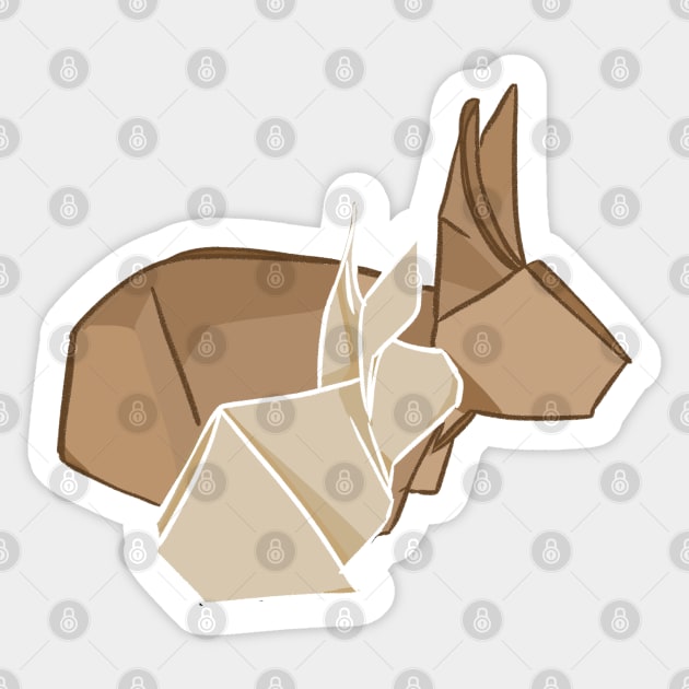 Rabbit and Baby Bunny Origami Left _ Bunniesmee Sticker by GambarGrace